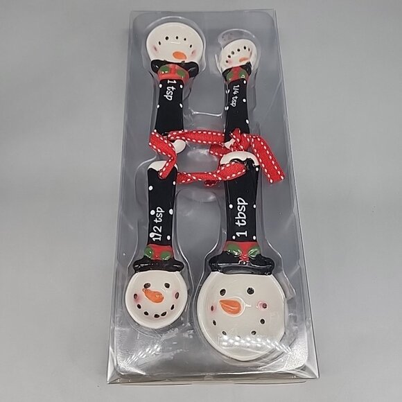 NIP Snowman Measuring Spoons Set of 4 Snowmen Christmas Baking Holiday - Picture 1 of 3
